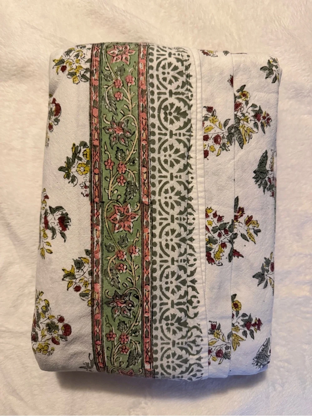 CPC Block Print Tablecloth Fall Green 140